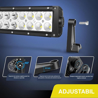 Bara LED Auto Curbată 107cm cu 260W Osram – Iluminare Super Luminoasă cu 3 Rânduri pentru SUV-uri, Camioane, ATV-uri, Pick-up-uri și Bărci, Rezistentă la Apă și Șocuri