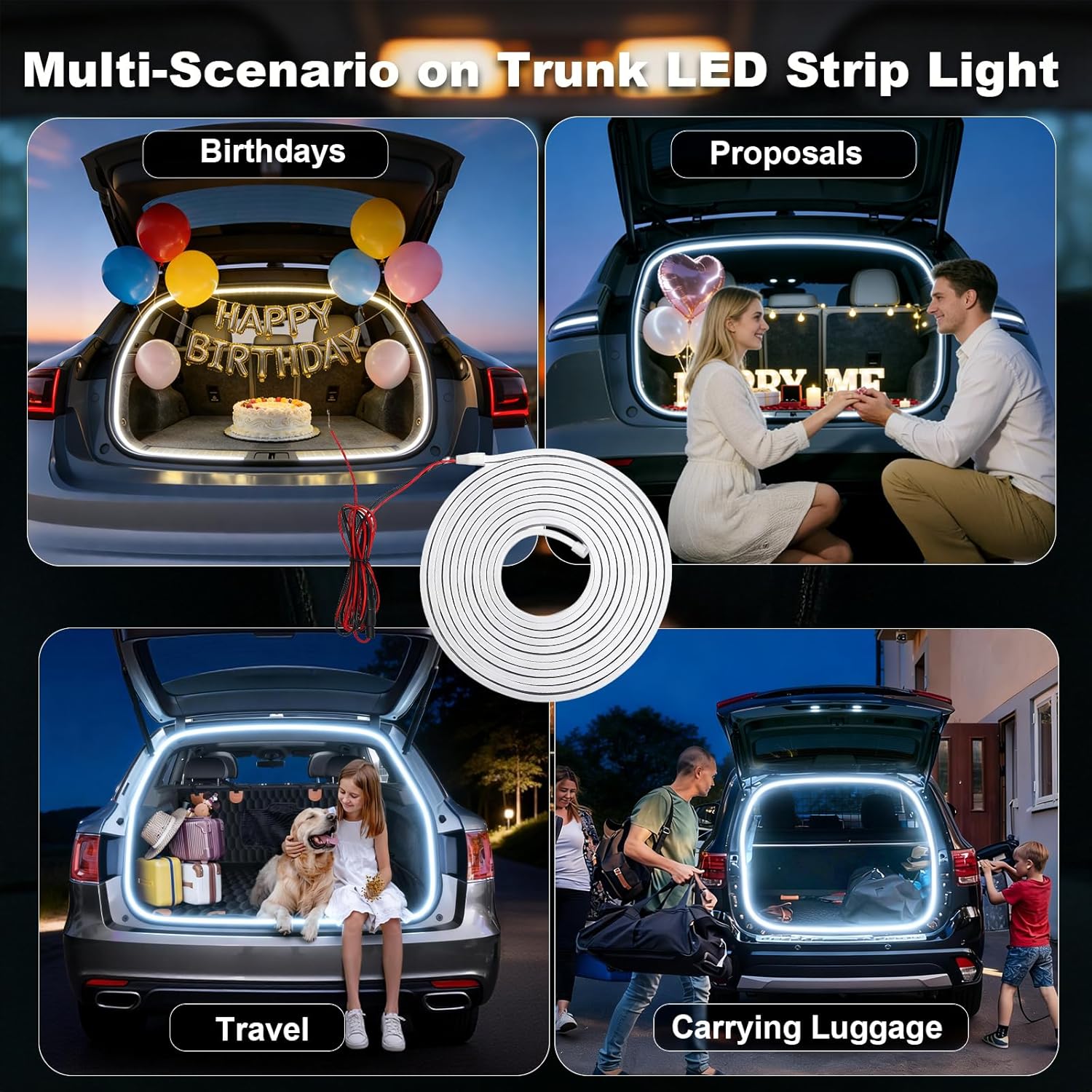 Bandă LED Auto 5M Portbagaj 12V – Iluminare LED Alb Rece 6000K, Waterproof, Flexibilă, Universală