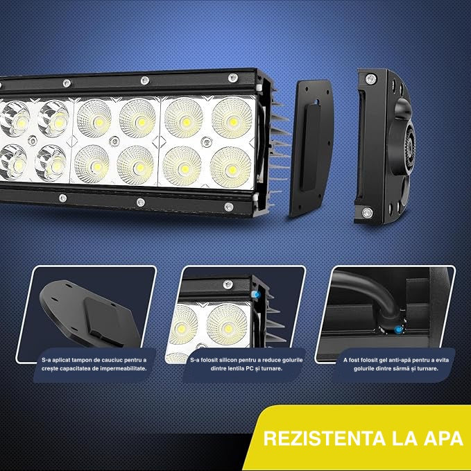 Bara LED Auto Curbată 56cm, 130W Osram – 3 Rânduri Super Luminoase, Rezistentă la Apă și Șocuri pentru Iluminare Off-Road pe SUV-uri, Camioane, ATV-uri și Bărci