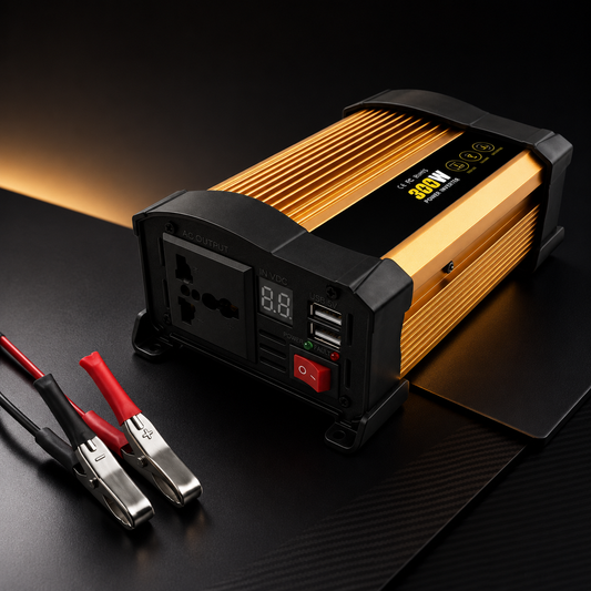 Invertor Auto 300W 12V–220V, Priză AC și Port USB, Convertor Curent Puternic pentru Mașină, Camper și Rulotă, Ventilator de Răcire, Protecții Multiple
