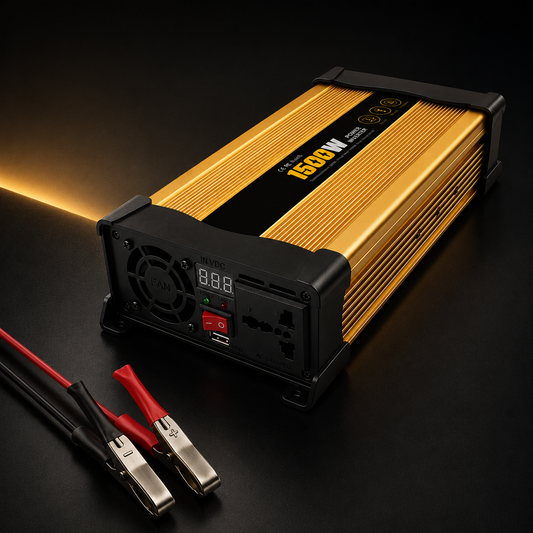 Invertor Auto 1500W 12V–220V, Priză AC și Port USB, Convertor Curent Puternic pentru Mașină, Camper și Rulotă, Ventilator de Răcire, Protecții Multiple