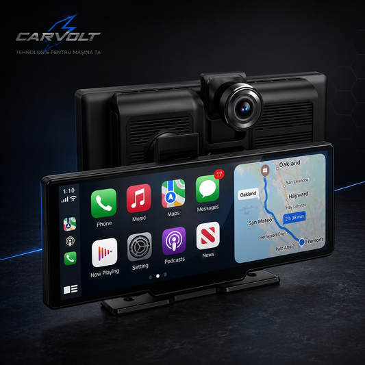 Tabletă Auto Wireless Apple CarPlay & Android Auto 10,26″, Ecran Mare HD, Compatibilă cu Orice Automobil, Navigație, Muzică și Apeluri Hands-Free