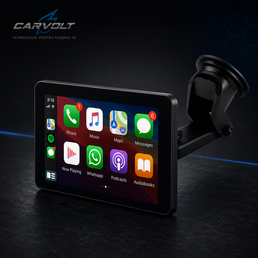 Monitor Auto Portabil 7″ Wireless Apple CarPlay & Android Auto – Ecran Multimedia Touch pentru Automobil