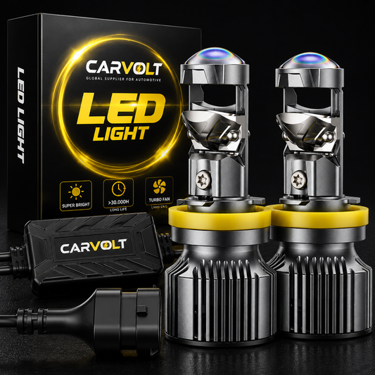 Becuri LED Auto H7 cu Lupa Proiector 30.000LM – Set LED Faruri 6500K Alb Rece, High Power 110W