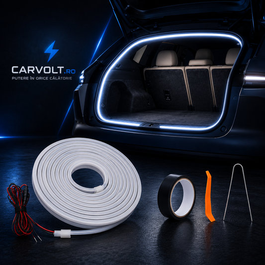 Bandă LED Auto 5M Portbagaj 12V – Iluminare LED Alb Rece 6000K, Waterproof, Flexibilă, Universală