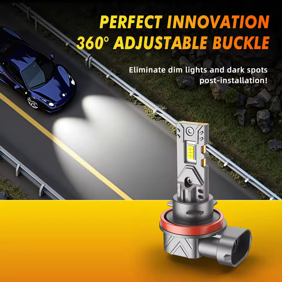 Becuri LED Auto H3 21000LM – Set 2 Becuri LED Super Bright pentru Faruri, 6000K Alb Rece, Plug & Play