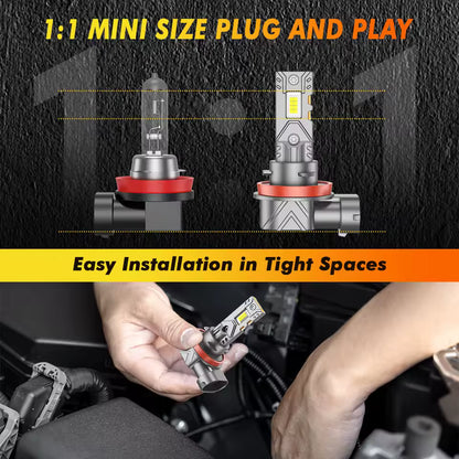 Becuri LED Auto H3 21000LM – Set 2 Becuri LED Super Bright pentru Faruri, 6000K Alb Rece, Plug & Play