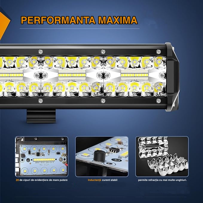 Bară LED Auto Dreaptă 81cm 195W Osram – Iluminare Off-Road Rezistentă la Apă și Șocuri pentru SUV, Camioane, ATV și Bărci