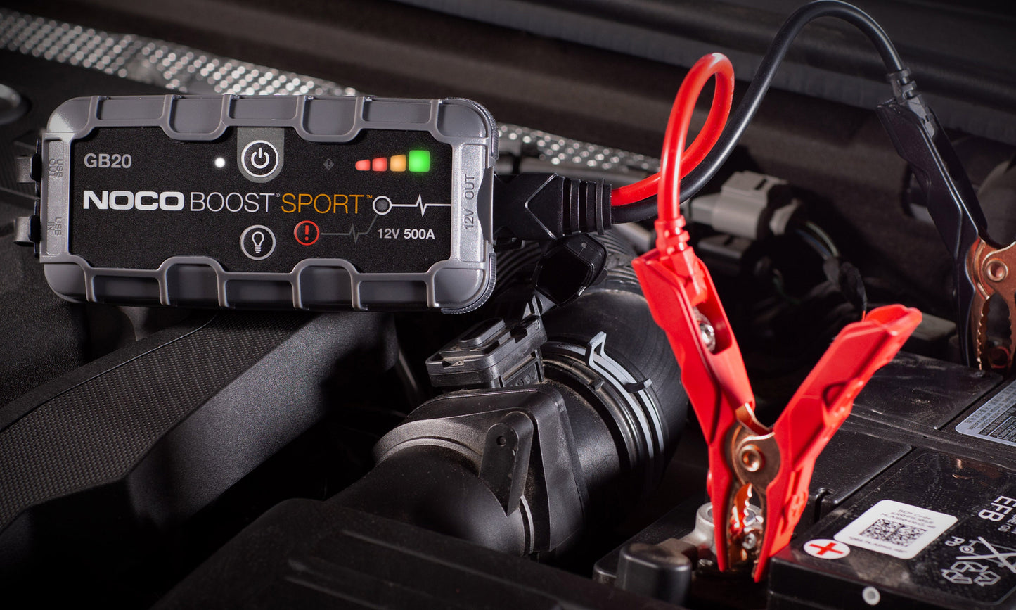 Robot Pornire Auto, Jump Starter Auto Noco GB20, 12V Portabil, Curent Pornire 500A, Baterie Litiu-Ion