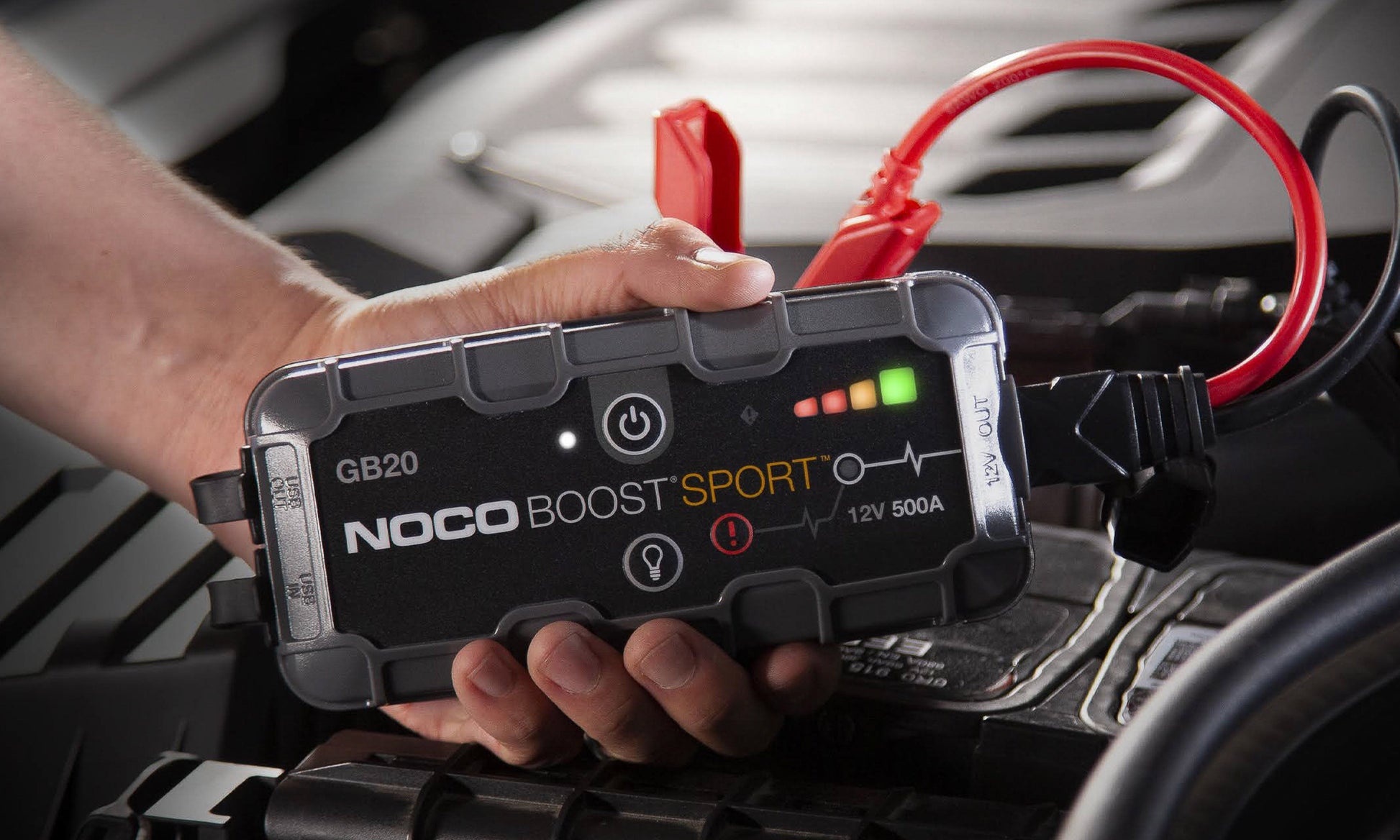 Robot Pornire Auto, Jump Starter Auto Noco GB20, 12V Portabil, Curent Pornire 500A, Baterie Litiu-Ion