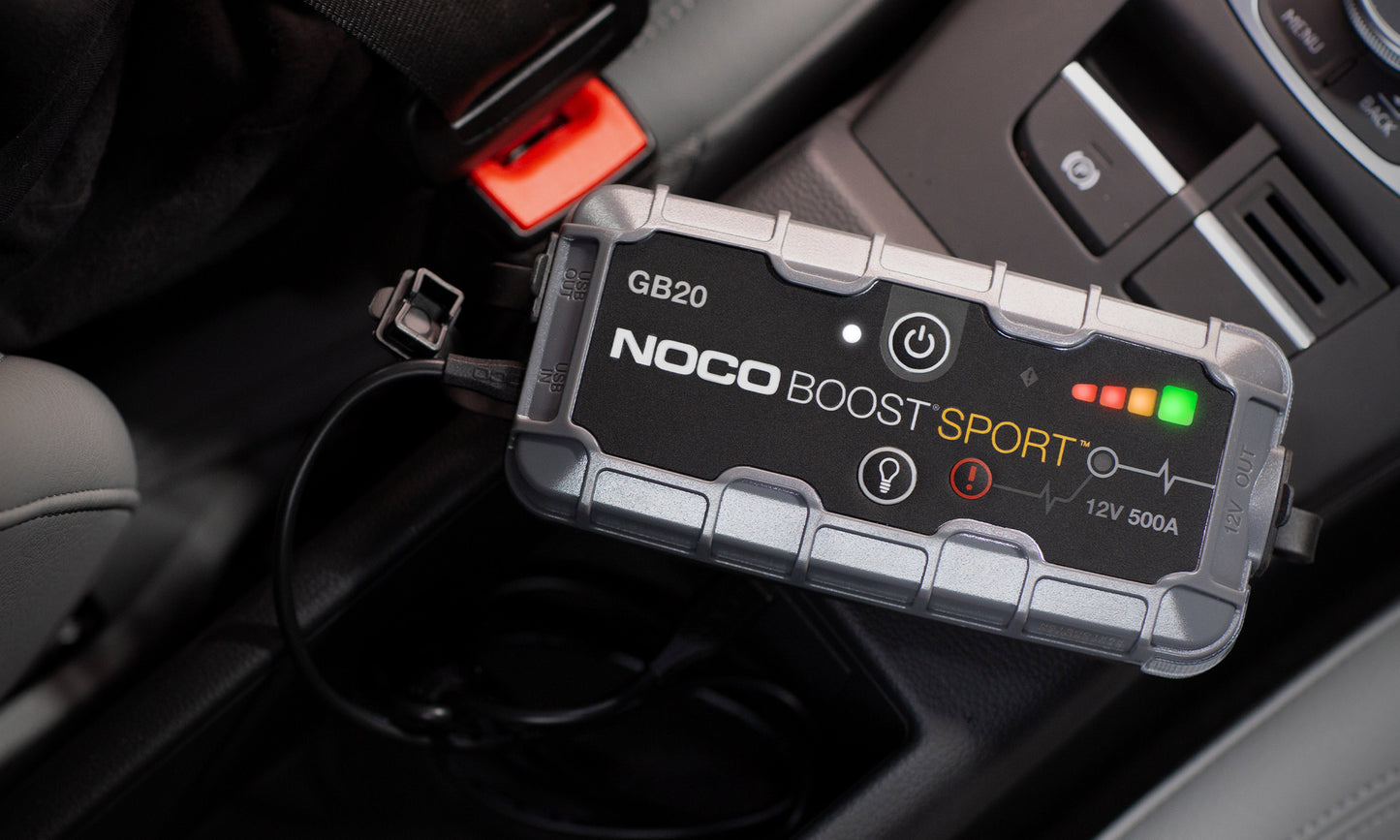 Robot Pornire Auto, Jump Starter Auto Noco GB20, 12V Portabil, Curent Pornire 500A, Baterie Litiu-Ion